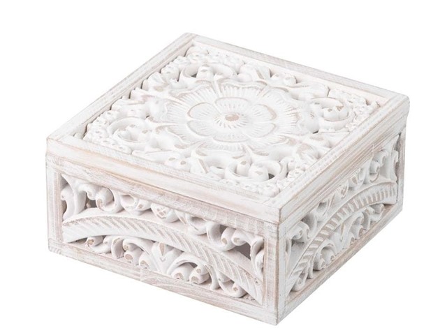 Caja cuadrada CALADA BLANCA, 16 cm.