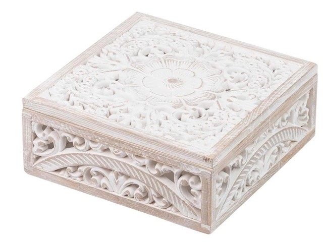 Caja cuadrada CALADA BLANCA, 20 cm.