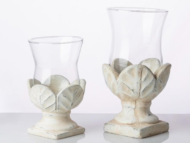 Portavelas CERAMICO Y CRISTAL, 26cms.